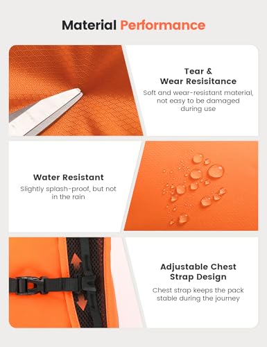 SKYSPER Hiking Backpack Ultralight Packable RFID Travel Daypack Small Nylon Stuff Pack 16L Outdoor Bag for Women Men - color: Orange