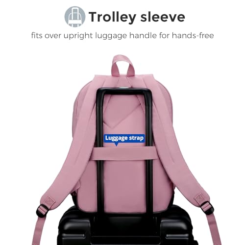 Swissdigital Design Big Student Laptop Backpack with Fun Personalized Patches For College Boy & Girl, Middle High School Teen Bookbag Cool Travel Daypack Pink -Includes 3 Patches | SD1718-81 - color: Pale Pink