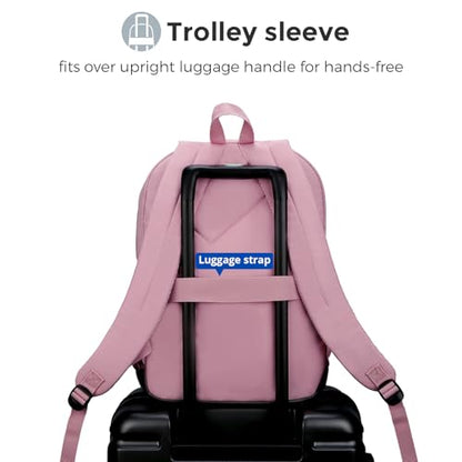 Swissdigital Design Big Student Laptop Backpack with Fun Personalized Patches For College Boy & Girl, Middle High School Teen Bookbag Cool Travel Daypack Pink -Includes 3 Patches | SD1718-81 - color: Pale Pink