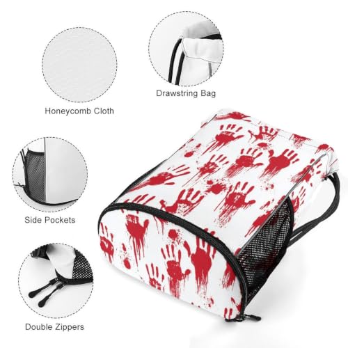 Hand Skull Drawstring Backpack Gym Bag With Shoe Compartment String Bag Sport Beach Swimming Sackpack For Women Men - color: Hand Skull