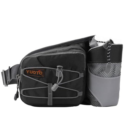 Waist Pack with Water Bottle Holder for Running Walking Hiking Fanny Pack Hydration Belt - color: Black