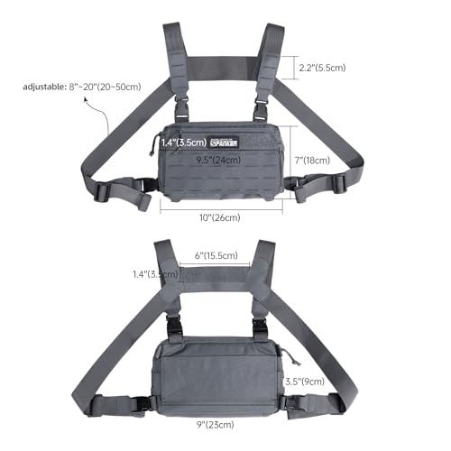 EXCELLENT ELITE SPANKER Tactical Chest Rig Pack EDC Chest Bag Molle Utility Chest Pouch for Outdoor Hunting Workouts Hiking - color: Grey
