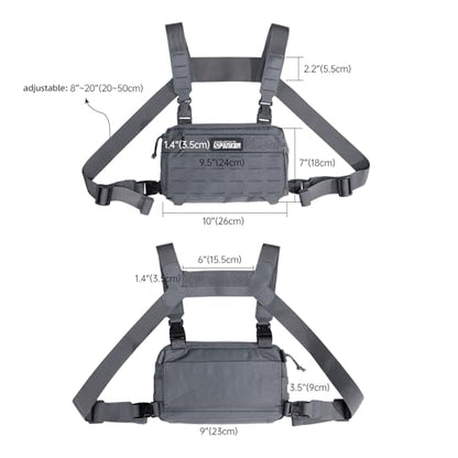 EXCELLENT ELITE SPANKER Tactical Chest Rig Pack EDC Chest Bag Molle Utility Chest Pouch for Outdoor Hunting Workouts Hiking - color: Grey