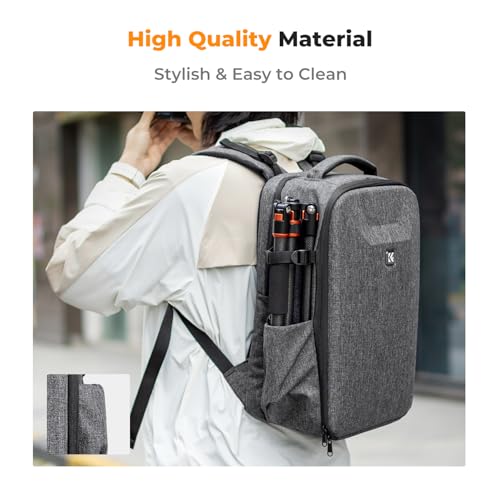 K&F CONCEPT Camera Backpack,Hardshell Photography DSLR Camera Bag with 15-15.6 Inch Laptop Compartment Waterproof Hard Shell Camera Case Compatible with Canon/Nikon/Sony/DJI Mavic Drone - color: Grey