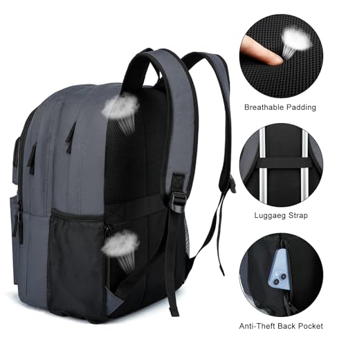ZUBOND Backpack for Men & Women, Backpacks for School Teen Boys & Girl, Student Bookbag 17.3 inch Laptop Compartment with USB Charging Port for High Middle School, Black Travel Casual Bag - size: 17.3 Inch