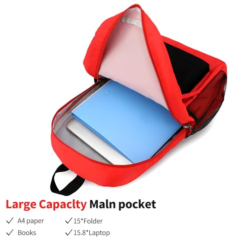 Backpack Set for Girls Boy Kids Backpack with Lunch Box for Elementary Primary Kindergarten School Bag (Red Black Set, Large) - color: Red Black
