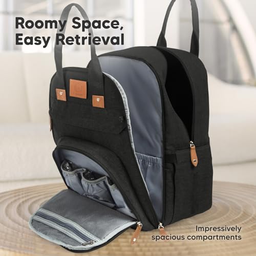 KeaBabies Diaper Bag Backpack - Large Baby Diaper Bag with Changing Pad, Baby Boy, Girl, Travel Backpack for Mom and Dad, Waterproof, Multi Function Durable (Trendy Black) - color: Trendy Black