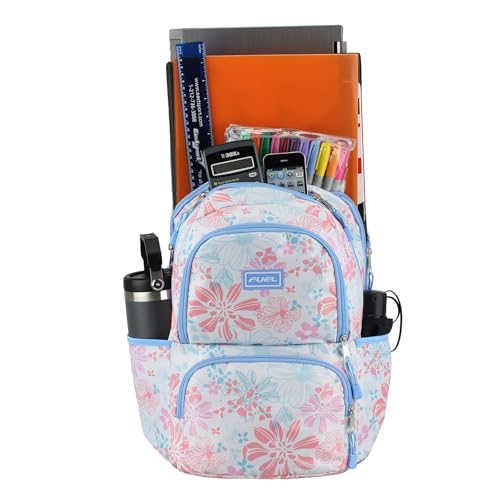 FUEL Hiking Laptop Backpack, College Bookbag, Travel Daypack with 5 Compartments, Dynamo Tech Pocket, 18.5 Inches - color: Spring Floral
