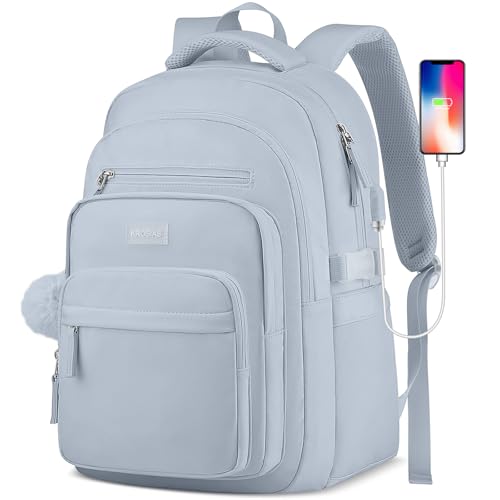 KROSIAS Laptop Backpack for College Teen Girls - Cute Bookbag for Middle High School Student Aesthetic Casual Daypack 15.6 Inch Laptop Bag Travel Back Pack for Women Blue - color: 6-blue, size: 15.6 Inch