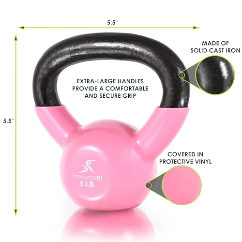 ProsourceFit Vinyl Coated Cast Iron Kettlebells for Full Body Fitness Workouts - size: 5.0 Pounds