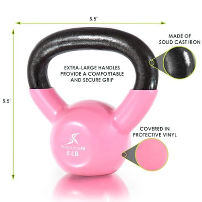 ProsourceFit Vinyl Coated Cast Iron Kettlebells for Full Body Fitness Workouts - size: 5.0 Pounds
