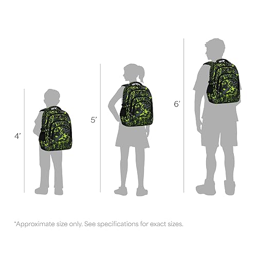 MYGOO Boys School Backpack Archibald Camo Green Bookbag for Elementary Middle School Ages 5-12, 17 inch Large Capacity 24L Kids Student Travel Bags - color: Archibald Camo Green