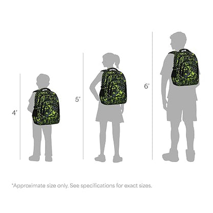 MYGOO Boys School Backpack Archibald Camo Green Bookbag for Elementary Middle School Ages 5-12, 17 inch Large Capacity 24L Kids Student Travel Bags - color: Archibald Camo Green