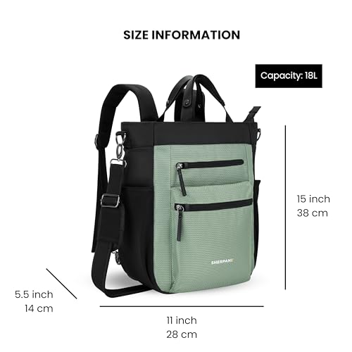 Sherpani Soleil, Anti Theft Convertible Backpack, 3 in 1 Tote, Crossbody Purse, 18L Travel Bag, Fits 13” Laptop (Aloe Mist) - color: Aloe Mist