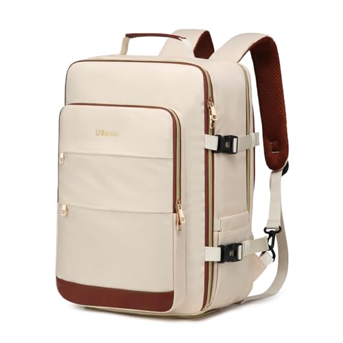 Travel Backpack with Separate Shoe Compartment Laptop Bag for Business/Leisure,Water-Resistant Durable Backpack (Beige)