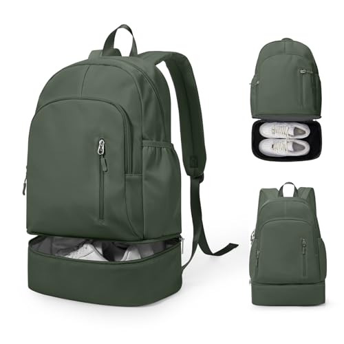Gym Backpack for Women Men, Lightweight Gym Bag with Shoe Compartment, Waterproof Sports Backpack with Wet Pocket, Green - color: A4-army Green