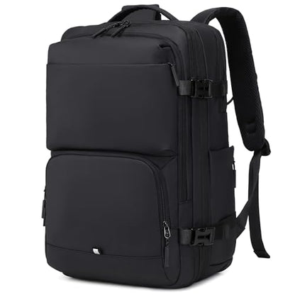 BAGOK Carry On Travel Backpack, Expandable Extra Large Airline Approved,Lightweight Daypack for Men and Women（Black） - color: B-black, size: Medium
