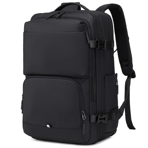 BAGOK Carry On Travel Backpack, Expandable Extra Large Airline Approved,Lightweight Daypack for Men and Women（Black） - color: B-black, size: Medium