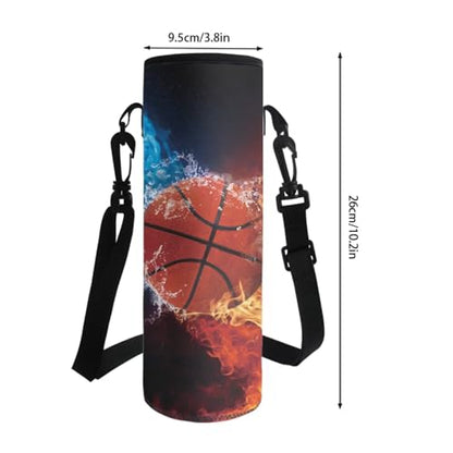 Basketball Water Flame 4-in-1 Portable Backpack for Kids Elementary School Bookbag Pen Case Lunch Box Water Bottle Sleeve for Middle High College School Student - color: Basketball Water Flame