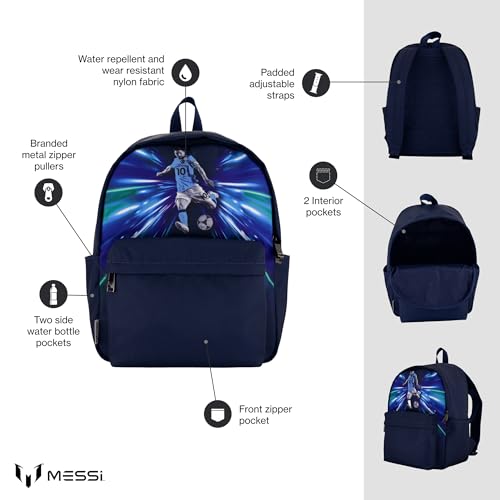 Messi Lifestyle Backpack, Bookbag with Pockets & Adjustable Straps