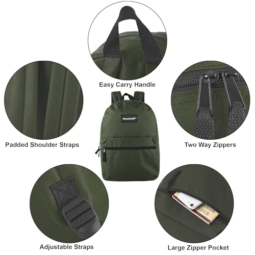 Trail maker Classic 17 inch Backpacks with Adjustable Padded Straps | School Backpacks for Girls, Boys (Green) - color: Green
