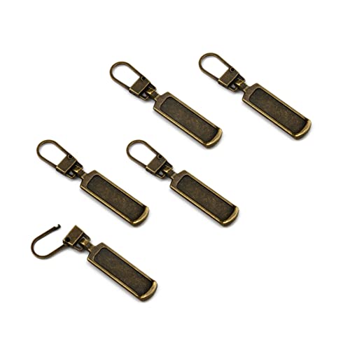TOPASION Metal Zipper Pull Replacement for Small Holes, Detachable, Repair for Jacket, Bag Boots, Purse, Coat, Pants (5 Pcs Bronze) - color: 5 Pcs Bronze