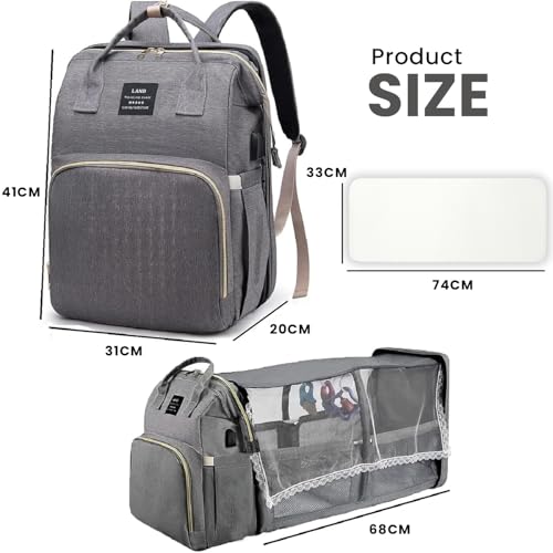 Multifunctional Baby Diaper Bag Backpack with Changing Station Baby Bag for Moms, Dads, Shower Gifts for Newborn Essentials (Diaper Bag Grey) - color: Diaper Bag Grey