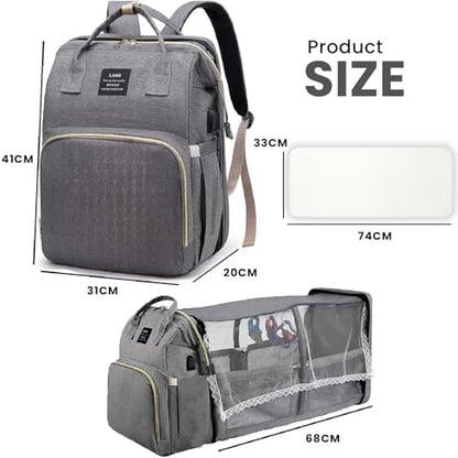 Multifunctional Baby Diaper Bag Backpack with Changing Station Baby Bag for Moms, Dads, Shower Gifts for Newborn Essentials (Diaper Bag Grey) - color: Diaper Bag Grey