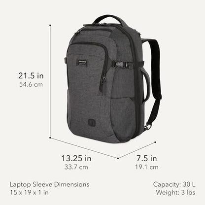 SwissGear Hybrid 45L Travel Backpack, Fits 17 inch Laptop, Men's and Women's, Heather Grey - color: Heather Grey, size: 45L