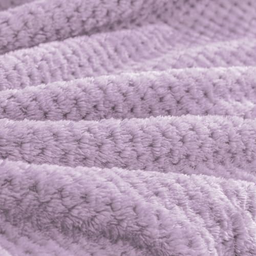 BEDELITE Travel Blanket with Bag, Ultra-Soft Jacquard Fleece Blanket with Luggage Sleeve & Backpack Clip, Airplane Blanket Travel Essentials, Lavender - color: Lavender