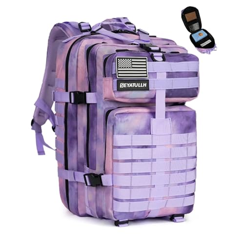 45L Military Tactical Backpack for Men & Women Bug Out Bag Assault pack Molle Daypack Hiking Trekking Rucksack (Cloud purple) - color: Cloud Purple