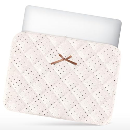 Cute Bow Laptop Sleeve 15.6 Inch for 15" MacBook Air, Puffy Quilted Laptop Case Computer Cover for 15" MacBook, Hp, Dell, Lenovo, Acer, Chromebook - size: 15.6 inch