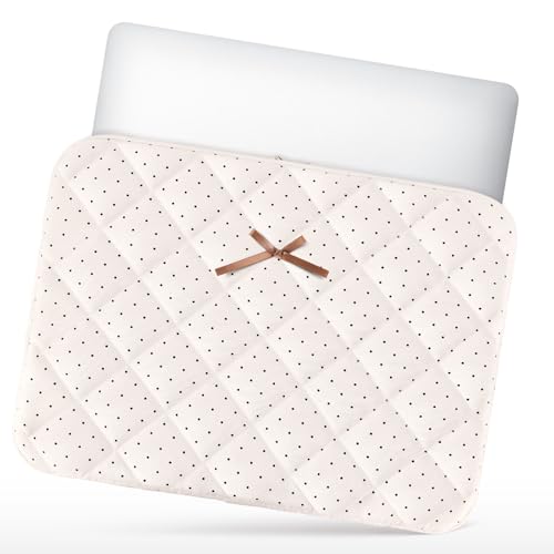 Cute Bow Laptop Sleeve 15.6 Inch for 15" MacBook Air, Puffy Quilted Laptop Case Computer Cover for 15" MacBook, Hp, Dell, Lenovo, Acer, Chromebook - size: 15.6 inch