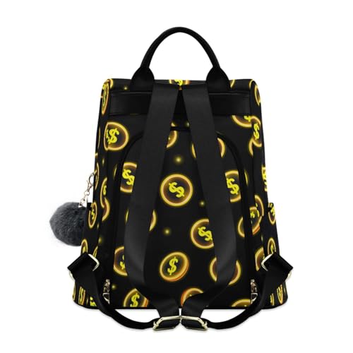 Women Backpack Purse Neon Yellow Coin with Dollar Backpack for Women Anti-theft Shoulder Bag Carry On Backpack Lightweight Rucksack Fashion Travel Ladies Bags - color: Dollar I8827