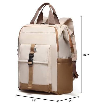 SUNNY BIRD Laptop Backpack, 15.6 Inch Laptop Work Bag, Wide Open Casual Daypack for Women, Men and Adult (White)