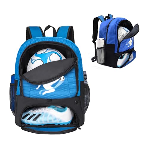 Soccer Ball Bag-Backpack for Basketball,Volleyball with Cleat Shoes and Ball Compartment for Sports Team,Trainning - color: Brighten Blue