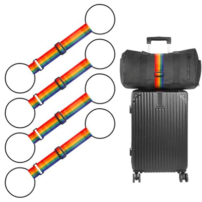 BILIONE Add a Bag Luggage Straps 4 Pack, Adjustable Bungee Elastic Belt to Connect Two Suitcases, Secure Carry On & Travel Essentials (Rainbow) - color: Rainbow, size: 4 Pack