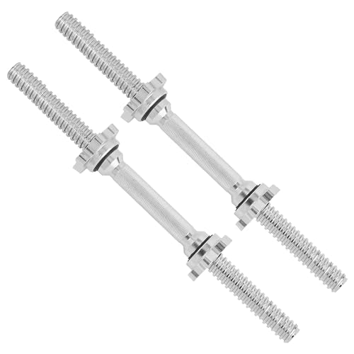 Yes4All Threaded Dumbbell Handles, Adjustable Dumbbell Bar Pair, 14/16/18/24-Inch Sizes, Fits 1" or 1.15" Plates, Non-Slip Grip, Secure Star-Lock Collars - color: 18" - Chrome - Silver, size: 1 inch