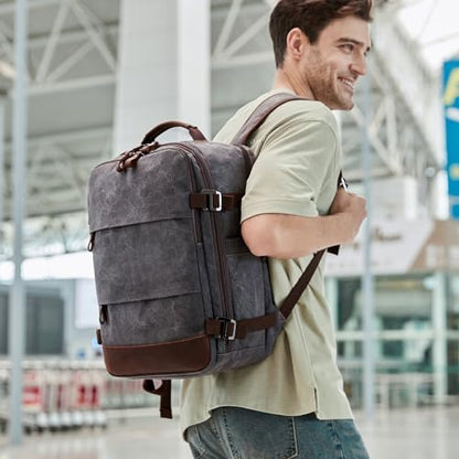 BOVIP Travel Backpack for Men Carry On Backpack Flight Approved Personal Item Backpack, 17 inch Laptop Backpack Casual Daypack Weekender Business Hiking Backpack, Black Gray - color: Black Gray, size: 17 inch