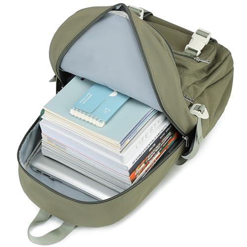 Laptop Backpack for Women College High Schoolbag Big Students Bookbags Large Multi pocket Travel Daypack Casual (Olive green) - color: Olive Green