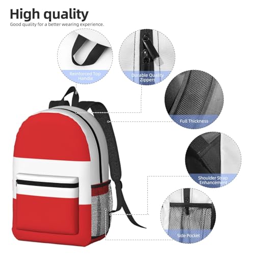 MZERSE Water Resistant Hiking Daypack Flag Of Austria, Outdoor Backpack with Side Mesh Pockets, Perfect for Sports and Beach - color: Pattern (1114)