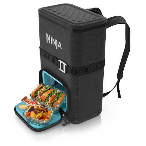 Ninja | Backpack Cooler | FrostVault Go 24 Can Soft Cooler | Leakproof Zipper with Built in Can Opener, 2 Ice Packs & Dry Storage Drawer | for Hiking, Camping & More | Charcoal Gray | FF124CG - color: Dark Grey, size: 24 Can