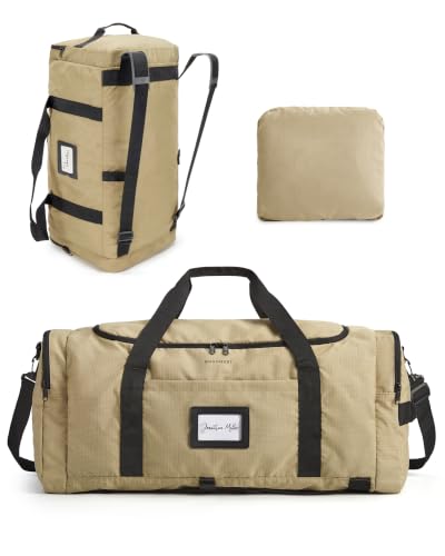 BAGSAMRT 120L Foldable Duffle Bag for Travel, Large Travel Duffel Bag for Men, 4 in 1 Travel Backpack, Carry on Weekender Bag, Light Brown - color: Light Brown, size: 120L
