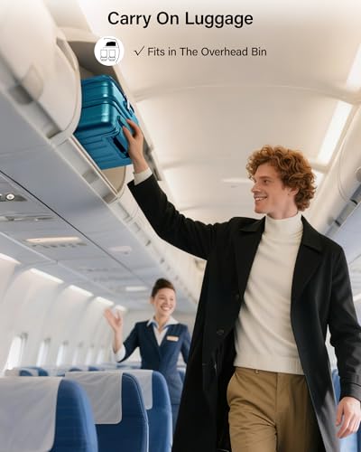 Hanke Top Opening Carry-On - Expandable 16 Inch Airline Approved Spinner | Easy-access top opening,360° spinner wheels，lightweight expandable hardshell, fits overhead bins,for overnight business trips - color: Caribbean Blue, size: 20 Inch Expandable