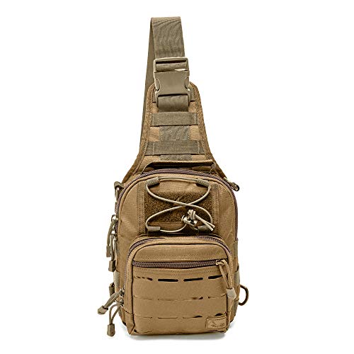 WOLF TACTICAL EDC Sling Bag - Concealed Carry Shoulder Bag for Range, Travel, Hiking, Outdoor Sports - color: Tan