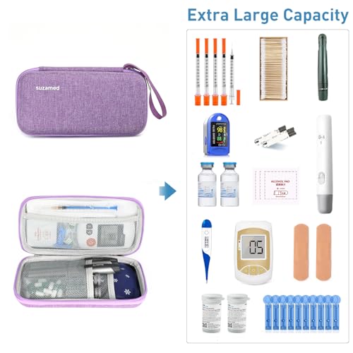 suzamed Insulin Cooler Travel Case,EVA Insulation Travel Medicine Kit with 2 Ice Packs for Diabetes Care,Insulin Pen and Other Diabetic Supplies (Purple) - color: Purple