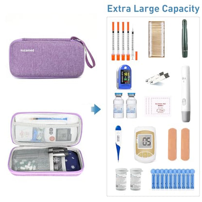 suzamed Insulin Cooler Travel Case,EVA Insulation Travel Medicine Kit with 2 Ice Packs for Diabetes Care,Insulin Pen and Other Diabetic Supplies (Purple) - color: Purple