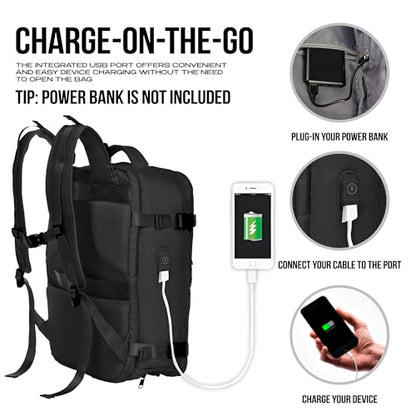 Airline Flight Approved Multifunctional Large Travel Backpack For Women Man,Travel Essentials,Carry On/Personal Item Backpack Under 18x14x8,Laptop Backpack,AntiTheft pocket,USB port