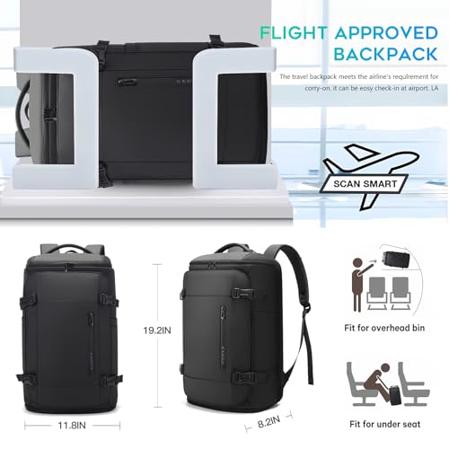 BANGE 40L Travel Backpack with Shoe Compartment, Large Capacity Weekender Bag Daypack Fits 17.3 Inch Laptop, Carry-on Luggage Backpack with Water Bottle Holder for Traveling, Hiking, Business - color: Black