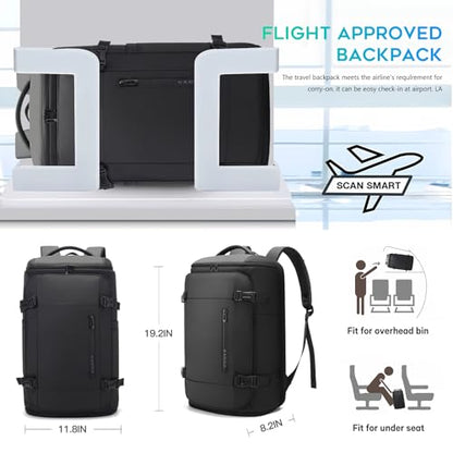 BANGE 40L Travel Backpack with Shoe Compartment, Large Capacity Weekender Bag Daypack Fits 17.3 Inch Laptop, Carry-on Luggage Backpack with Water Bottle Holder for Traveling, Hiking, Business - color: Black